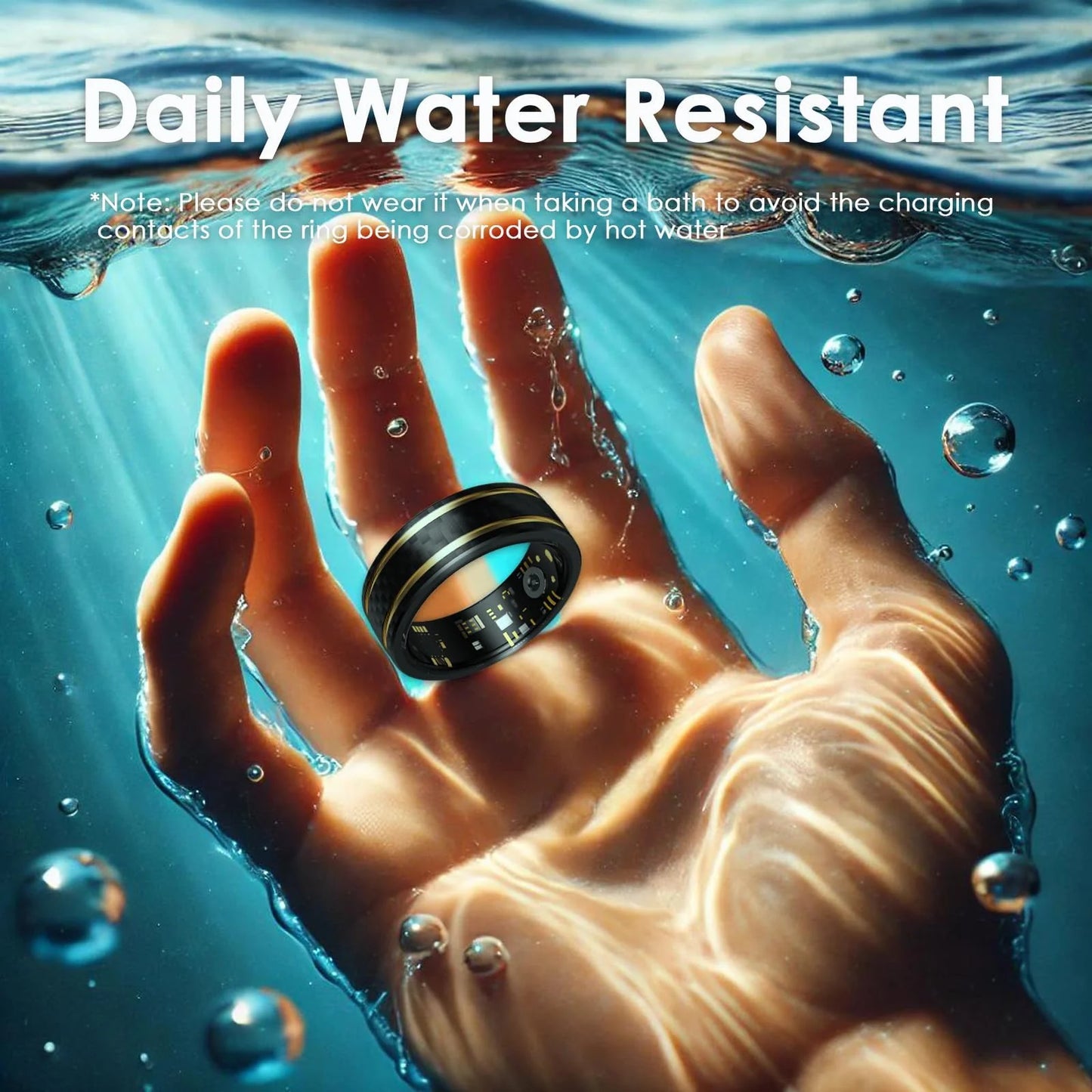 Smart Ring Heart Rate Monitor Blood Pressure Ring Sleep Tracker Blood Oxygen Fitness Tracker Pedometer Step Counter Calories Fitness Ring Waterproof Health Smart Rings for Men Women Carbon Fiber Ring