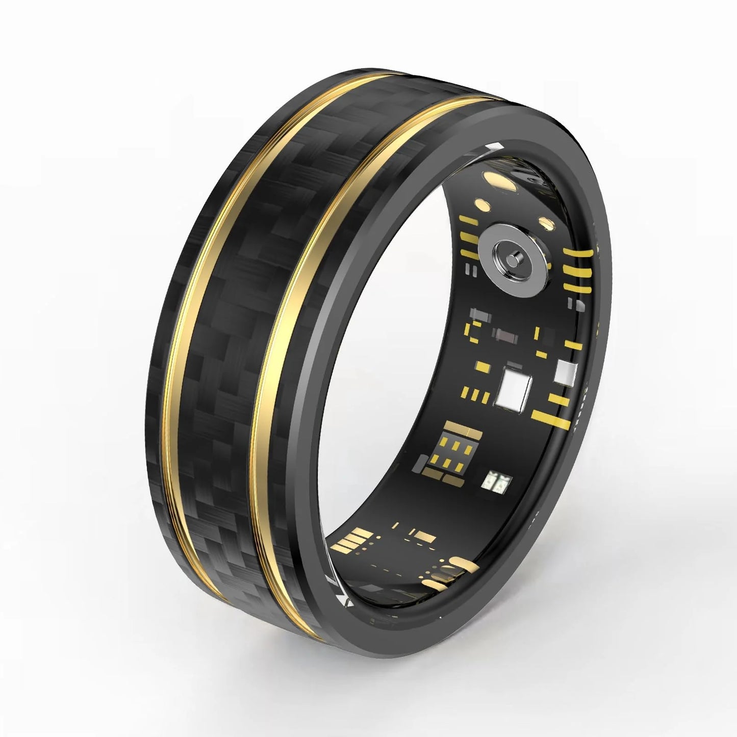 Smart Ring Heart Rate Monitor Blood Pressure Ring Sleep Tracker Blood Oxygen Fitness Tracker Pedometer Step Counter Calories Fitness Ring Waterproof Health Smart Rings for Men Women Carbon Fiber Ring