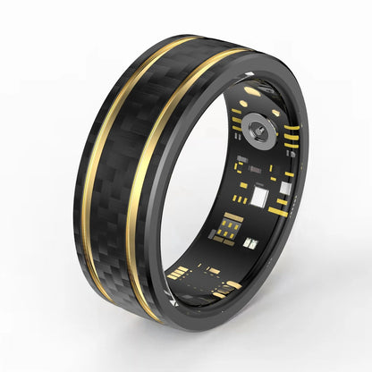 Smart Ring Heart Rate Monitor Blood Pressure Ring Sleep Tracker Blood Oxygen Fitness Tracker Pedometer Step Counter Calories Fitness Ring Waterproof Health Smart Rings for Men Women Carbon Fiber Ring