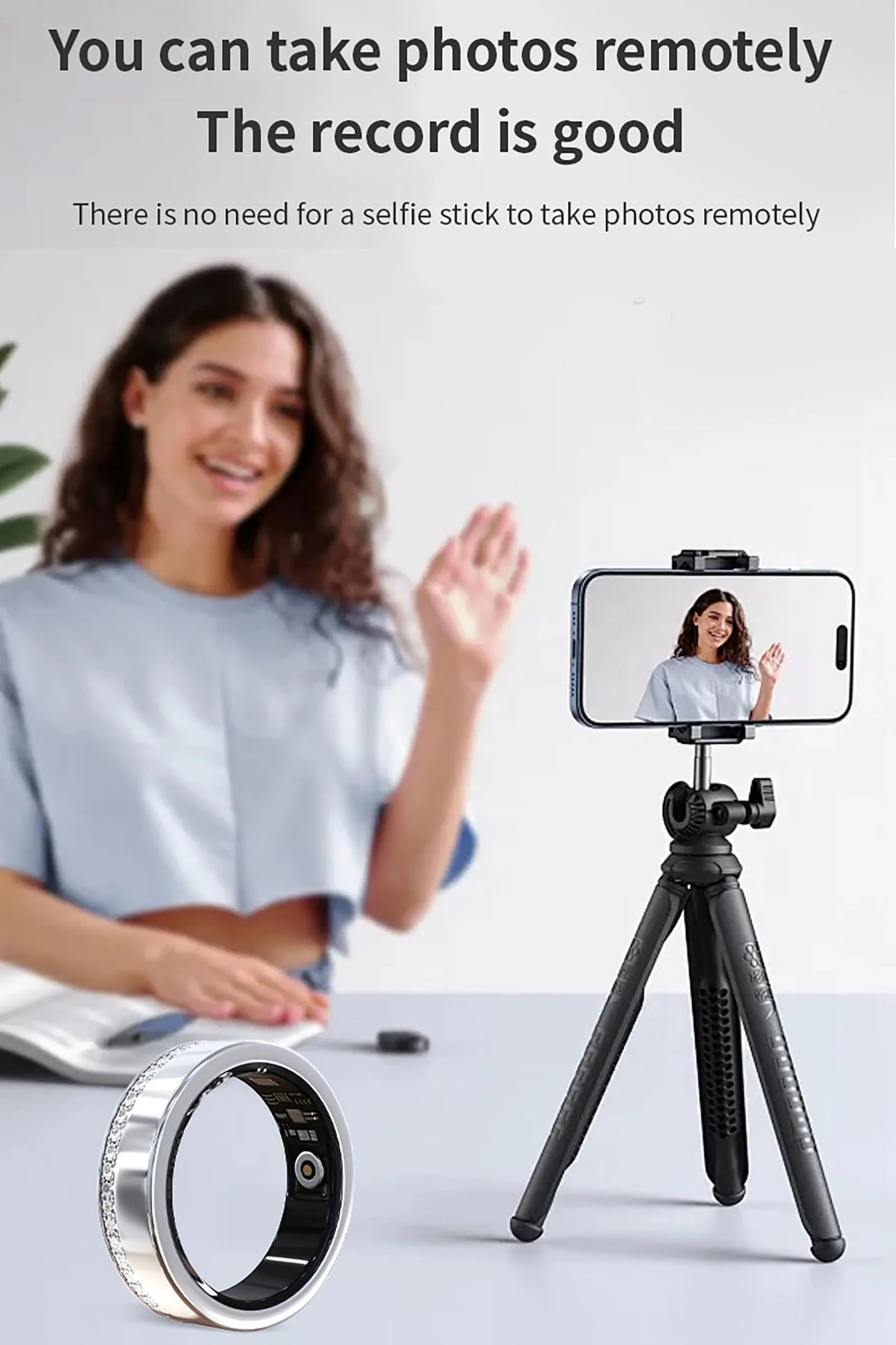 Smart Ring for Women Fitness Ring Diamond Activity Tracker Heart Rate Monitor Sleep Smart Rings Pedometer Calorie Counter Ladies Rings for Women Silver