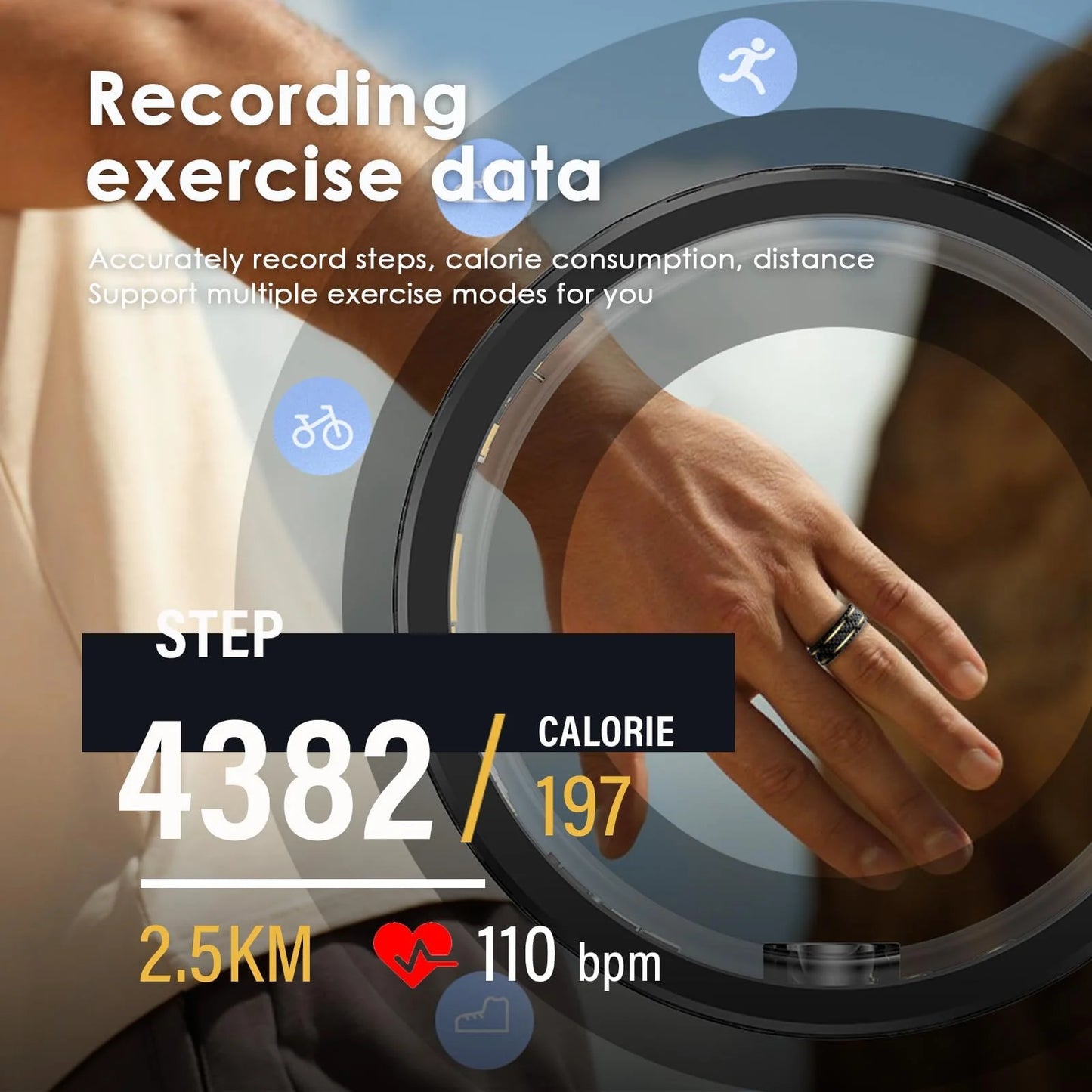 Smart Ring Heart Rate Monitor Blood Pressure Ring Sleep Tracker Blood Oxygen Fitness Tracker Pedometer Step Counter Calories Fitness Ring Waterproof Health Smart Rings for Men Women Carbon Fiber Ring